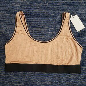 Negative Womens Whipped Non Wire Ribbed Bra Top Size XL 4 Nude Lounge Stretch